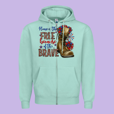Home Of The Free Because Of The Brave Zipper Hoodie Designed By Zillion Design Studio