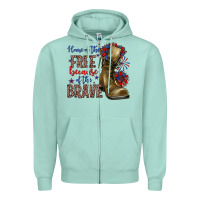 Seafoam home of the free because of the brave Zipper Hoodie - Zillion Design Studio