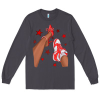 Smoke Bright Red Afro Girl Sneakers and Heels Long Sleeve Tee - texasbilliewilder