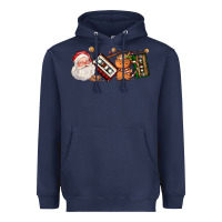 Navy coffee cup santa cassette cookie Heavyweight Hoodie - FaDigitalArtStudio