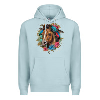 Blue Mist quarter horse floral Premium Hoodie - LillyAllenDesigns