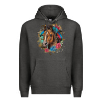 Charcoal Heather quarter horse floral Premium Hoodie - LillyAllenDesigns