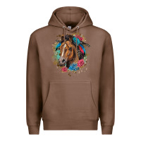Chestnut quarter horse floral Premium Hoodie - LillyAllenDesigns