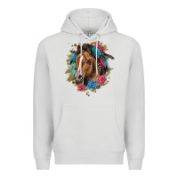 Dove Grey quarter horse floral Premium Hoodie - LillyAllenDesigns