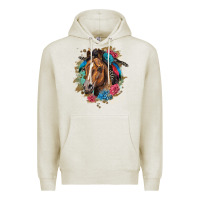 Oatmeal Heather quarter horse floral Premium Hoodie - LillyAllenDesigns