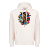 Pale Pink quarter horse floral Premium Hoodie - LillyAllenDesigns