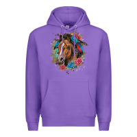 Purple quarter horse floral Premium Hoodie - LillyAllenDesigns