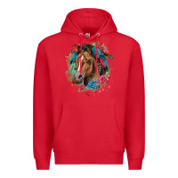 Red quarter horse floral Premium Hoodie - LillyAllenDesigns
