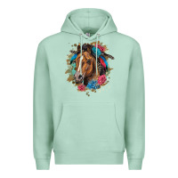 Seafoam quarter horse floral Premium Hoodie - LillyAllenDesigns