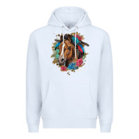 White quarter horse floral Premium Hoodie - LillyAllenDesigns