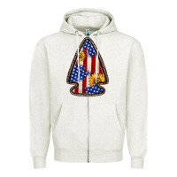Oatmeal Heather American flag sunflower arrowhead Zipper Hoodie - Zillion Design Studio