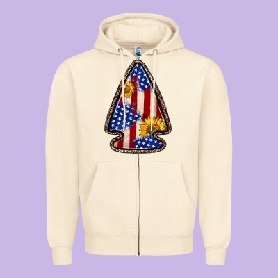 American Flag Sunflower Arrowhead Zipper Hoodie Designed By Zillion Design Studio