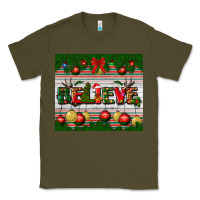 Army Green Christmas Believe Classic Tee - BundleAndBundleShop