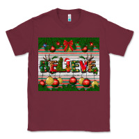 Burgundy Christmas Believe Classic Tee - BundleAndBundleShop