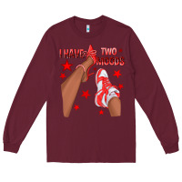 Burgundy Bright Red I Have Two Moods Afro Girl Sneakers Long Sleeve Tee - texasbilliewilder