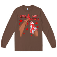 Chestnut Bright Red I Have Two Moods Afro Girl Sneakers Long Sleeve Tee - texasbilliewilder