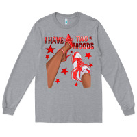 Heather Grey Bright Red I Have Two Moods Afro Girl Sneakers Long Sleeve Tee - texasbilliewilder