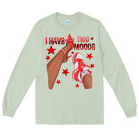 Matcha Bright Red I Have Two Moods Afro Girl Sneakers Long Sleeve Tee - texasbilliewilder