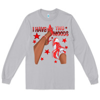 Moon Dust Bright Red I Have Two Moods Afro Girl Sneakers Long Sleeve Tee - texasbilliewilder