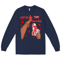 Navy Bright Red I Have Two Moods Afro Girl Sneakers Long Sleeve Tee - texasbilliewilder