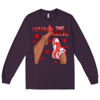 Plum Bright Red I Have Two Moods Afro Girl Sneakers Long Sleeve Tee - texasbilliewilder