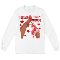 White Bright Red I Have Two Moods Afro Girl Sneakers Long Sleeve Tee - texasbilliewilder