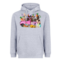 Heather Grey easter day farm animals truck Heavyweight Hoodie - RacoonDesign