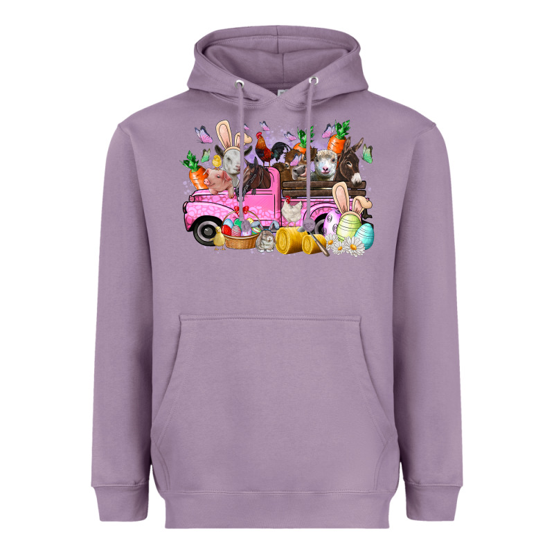 Easter Day Farm Animals Truck Heavyweight Hoodie by RacoonDesign | Teevron