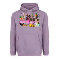 Lavender easter day farm animals truck Heavyweight Hoodie - RacoonDesign