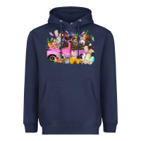 Navy easter day farm animals truck Heavyweight Hoodie - RacoonDesign