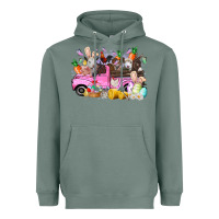 Sage easter day farm animals truck Heavyweight Hoodie - RacoonDesign