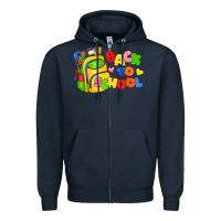 Navy back to school with school bag Zipper Hoodie - texasbilliewilder