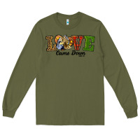 Army Green Love Came Down Baby Jesus Christmas Long Sleeve Tee - RanaPortraitStore