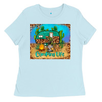 Baby Blue camping life tumbler Ladies Tee - BarkalooDesign