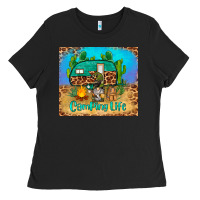 Black camping life tumbler Ladies Tee - BarkalooDesign