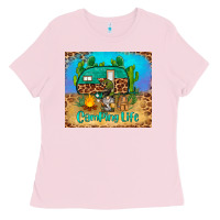 Bubblegum Pink camping life tumbler Ladies Tee - BarkalooDesign