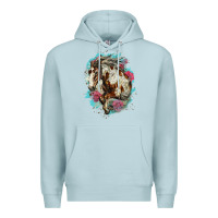 Blue Mist mustang horse with floral background Premium Hoodie - LillyAllenDesigns