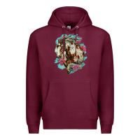 Burgundy mustang horse with floral background Premium Hoodie - LillyAllenDesigns