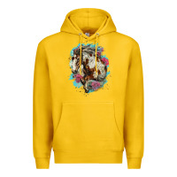 Lemon mustang horse with floral background Premium Hoodie - LillyAllenDesigns