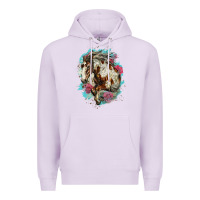 Lilac mustang horse with floral background Premium Hoodie - LillyAllenDesigns