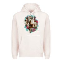 Pale Pink mustang horse with floral background Premium Hoodie - LillyAllenDesigns