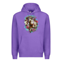 Purple mustang horse with floral background Premium Hoodie - LillyAllenDesigns