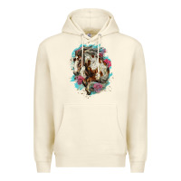 Sandshell mustang horse with floral background Premium Hoodie - LillyAllenDesigns