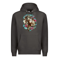Smoke mustang horse with floral background Premium Hoodie - LillyAllenDesigns