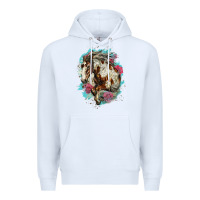 White mustang horse with floral background Premium Hoodie - LillyAllenDesigns