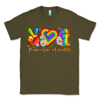 Army Green peace love equality Classic Tee - texasbilliewilder