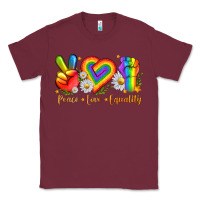 Burgundy peace love equality Classic Tee - texasbilliewilder