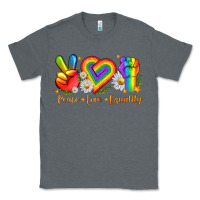 Charcoal Heather peace love equality Classic Tee - texasbilliewilder