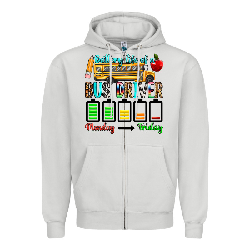 Battery Life Of A Bus Driver Zipper Hoodie by texasbilliewilder | Teevron