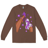 Chestnut Purple Afro Girl Sneakers and Heels Long Sleeve Tee - texasbilliewilder